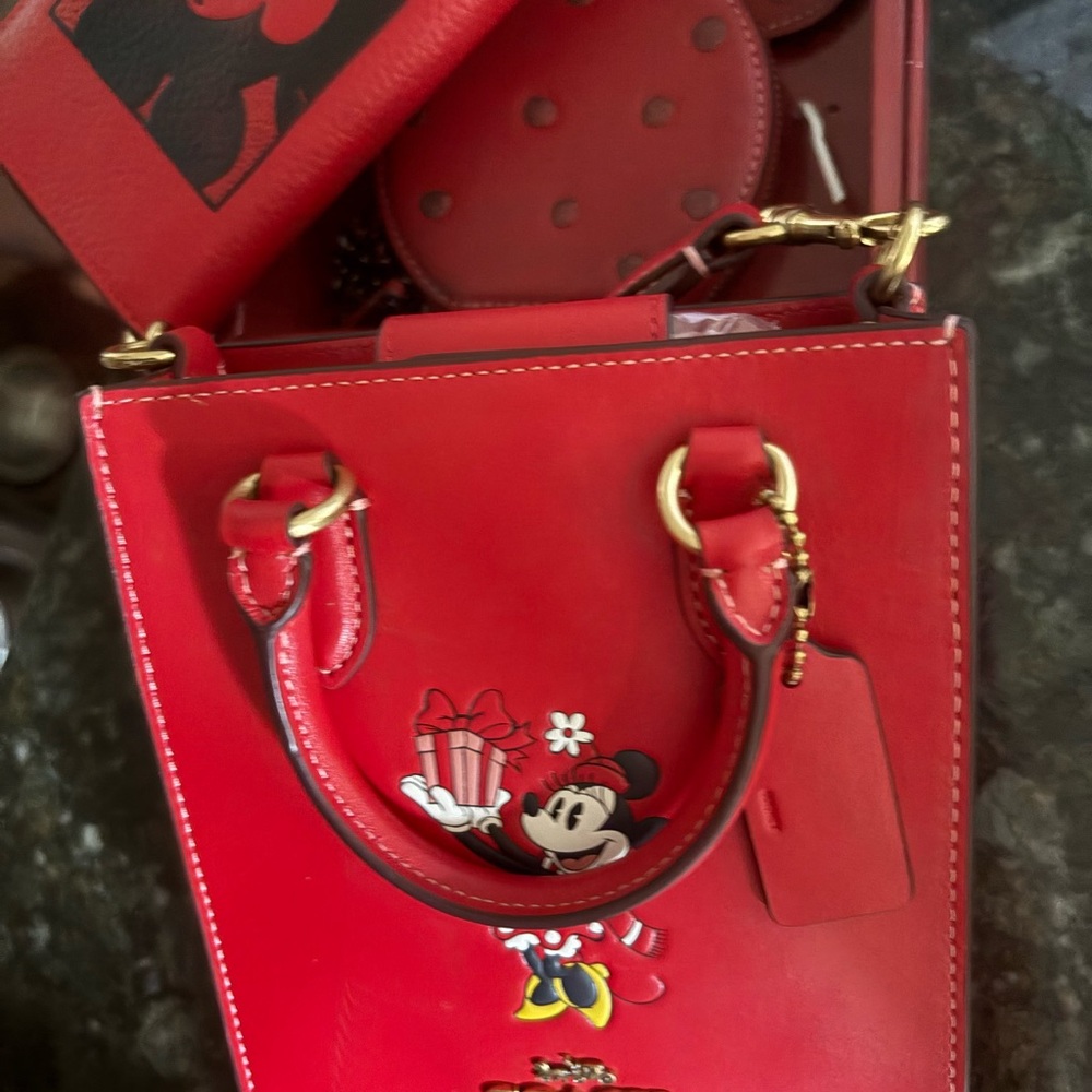 NWT Coach Red Minnie Mouse Mini LE Tote Bag 3 set - Picture 5 of 10